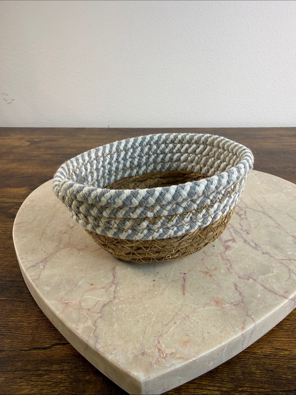 Woven Rope & Seagrass Decorative Bowl - Gray and Natural